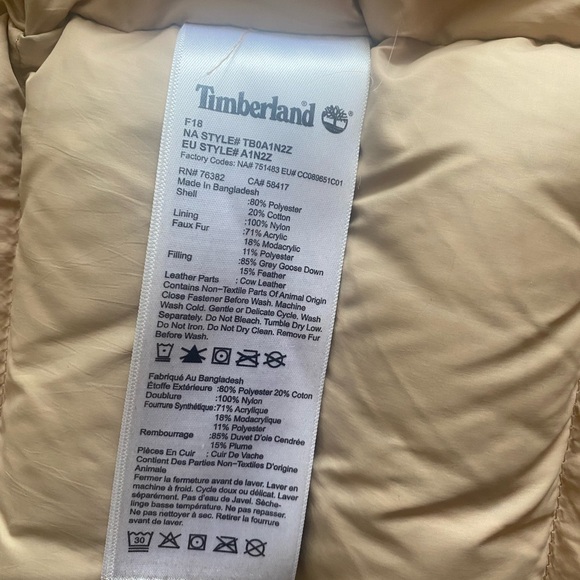 Army Khaki Green Timberland Coat with Detachable Hood and Fur Trim - Picture 6 of 6